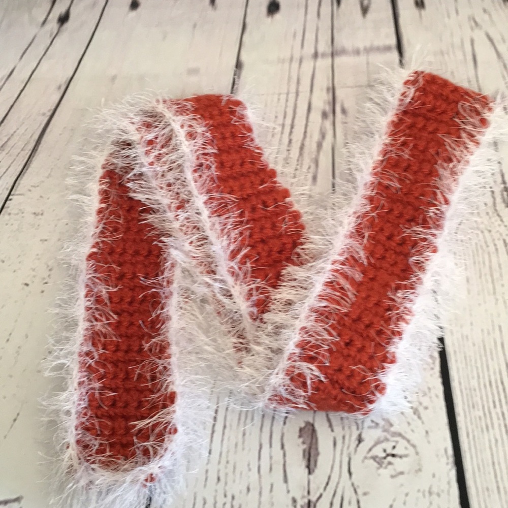 Handmade long orange and white scarf
